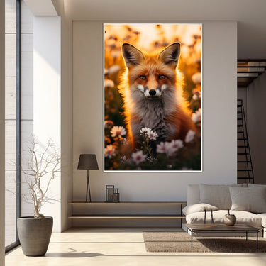 Fox and Flowers Painting